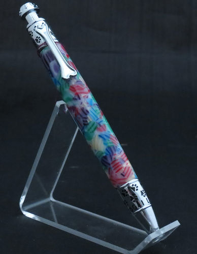 Chrome and Multi-Color Dog Pen