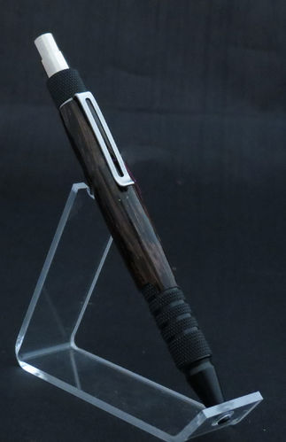 Chrome and Black Dark Wood Click Pen